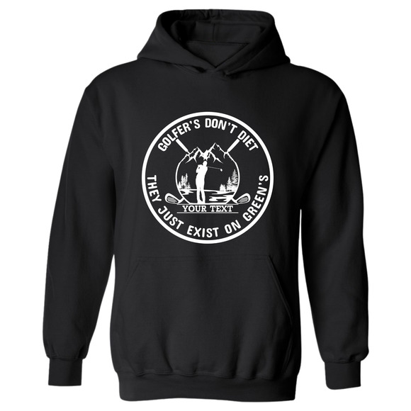 Golf Hoodie Golfers Don't Diet Custom Name  Swinging Golfer  Sweatshirt - Picture 9 of 15